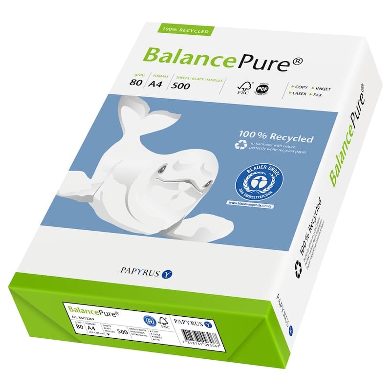 Recycling-Kopierpapier Balance Pure BA A4, 80 g/m², 500 Blatt