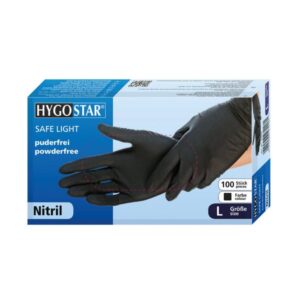 Hygostar Safe Light Nitril-Einweghandschuhe, schwarz, puderfrei, unsteril, 100 Stück