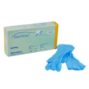 Starline Medical Sensitive Nitril-Untersuchungshandschuhe, blau, puderfrei, unsteril – 100 Stück